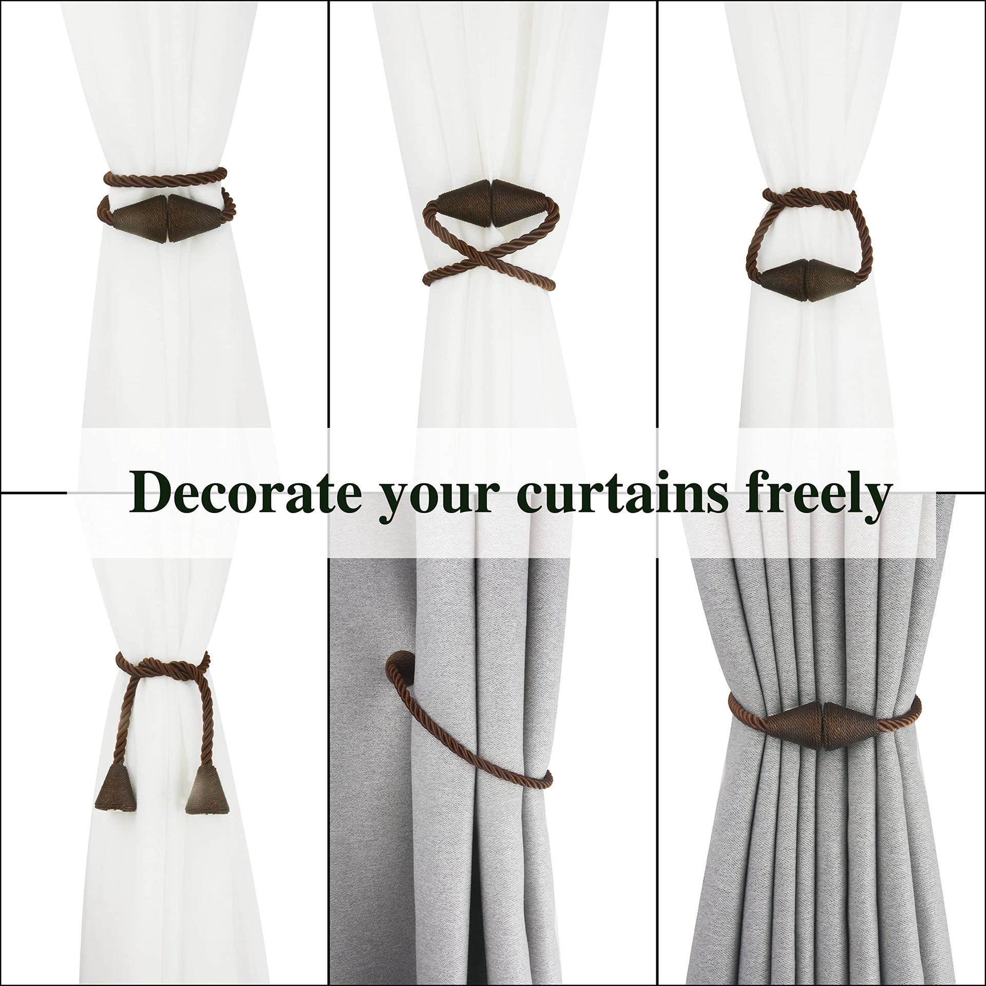 Magnetic Curtain Tiebacks Rope Decorative Holdbacks for Drapes Nieffeiy