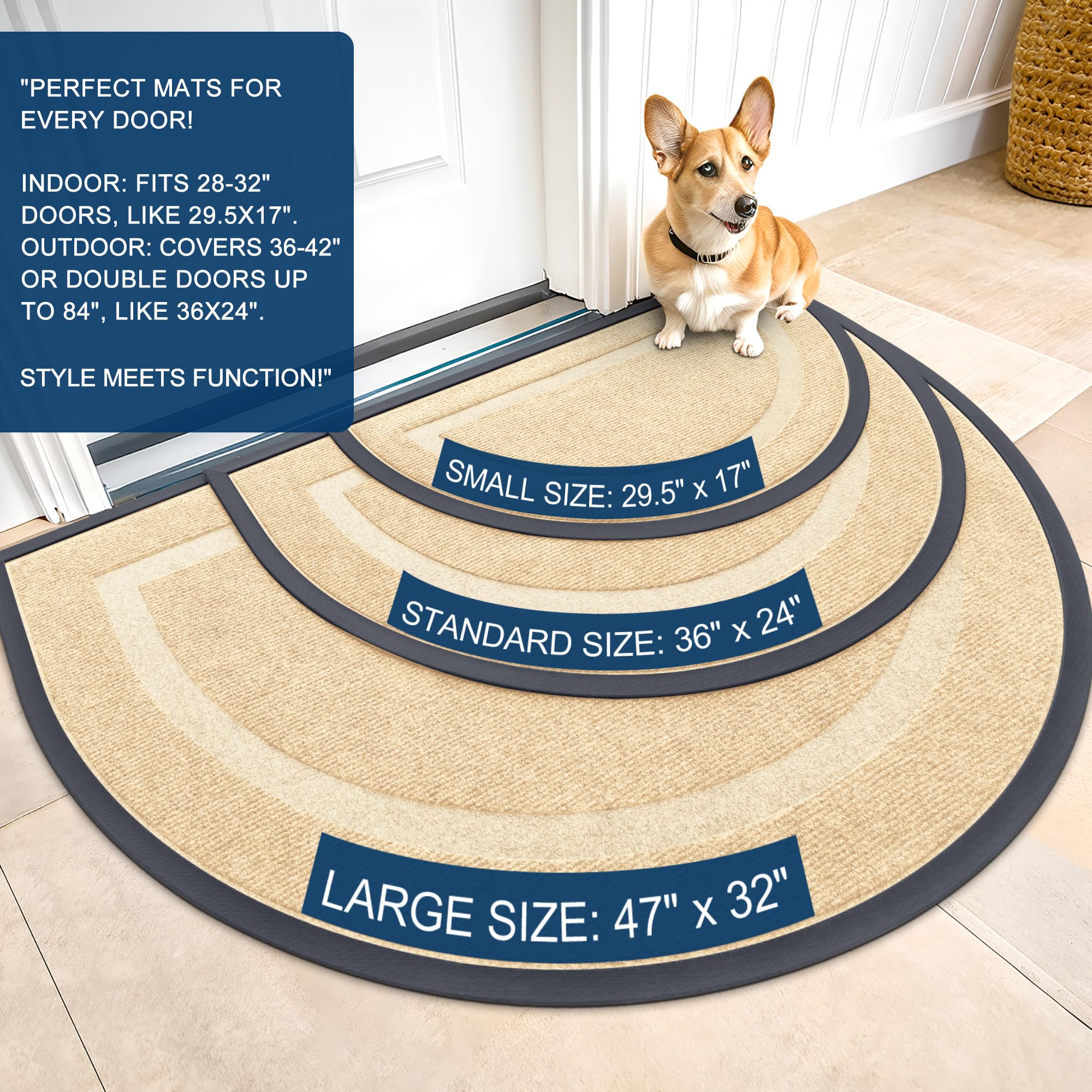 Half Circle Front Door Mat Outside 29.5x17 All
