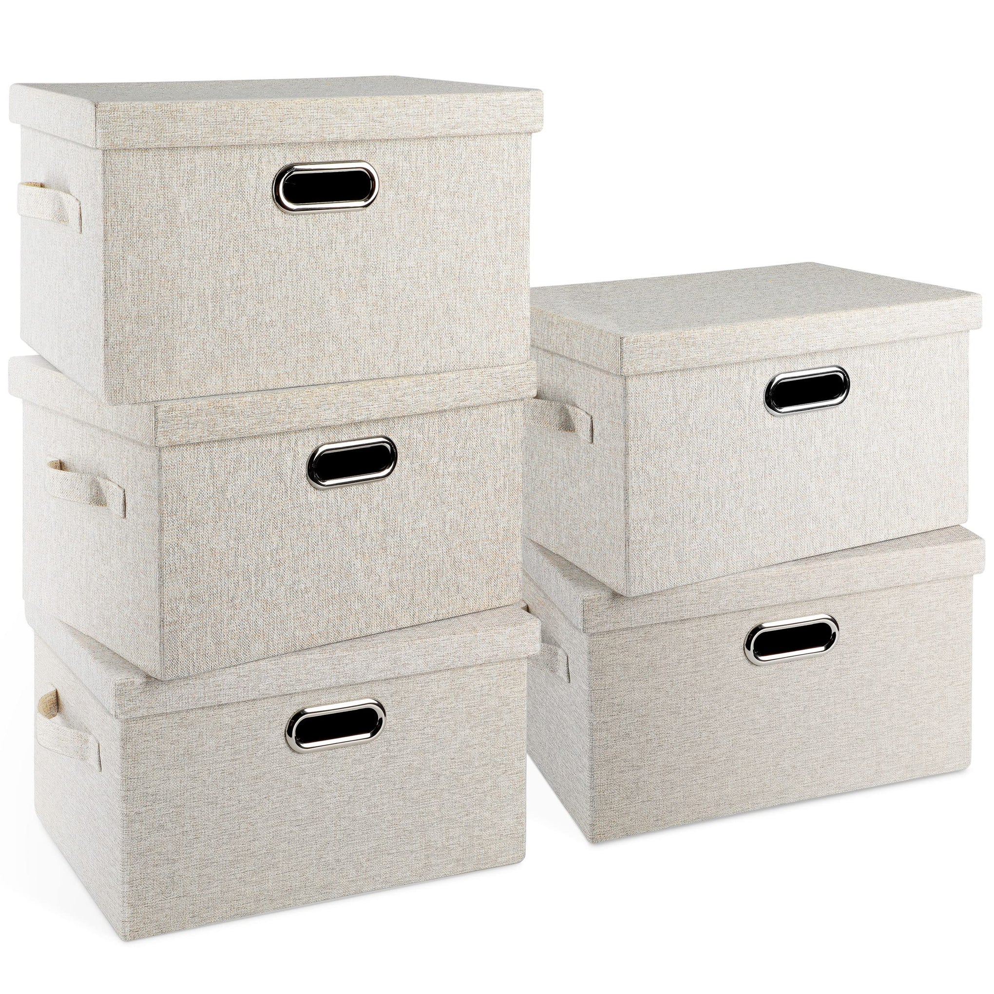 Storage Bins with Lids Fabric Closet Organizers Cubes Office Organization (5 Count)