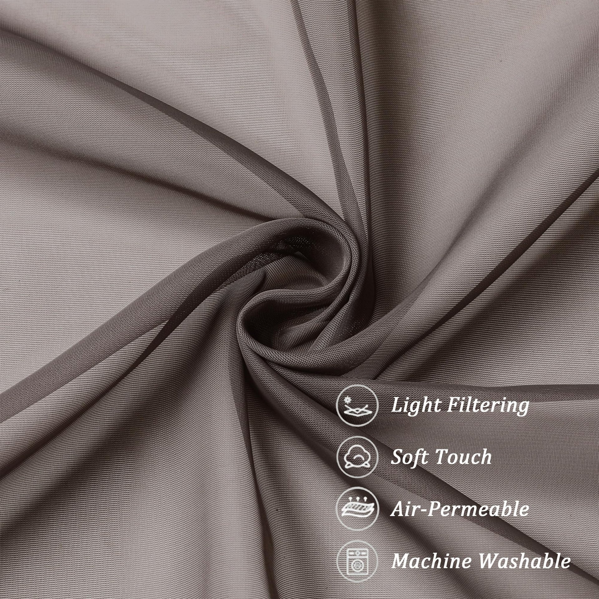 Sheer Chocolate Brown Tier Curtains 24 Inch Length (2 Count)