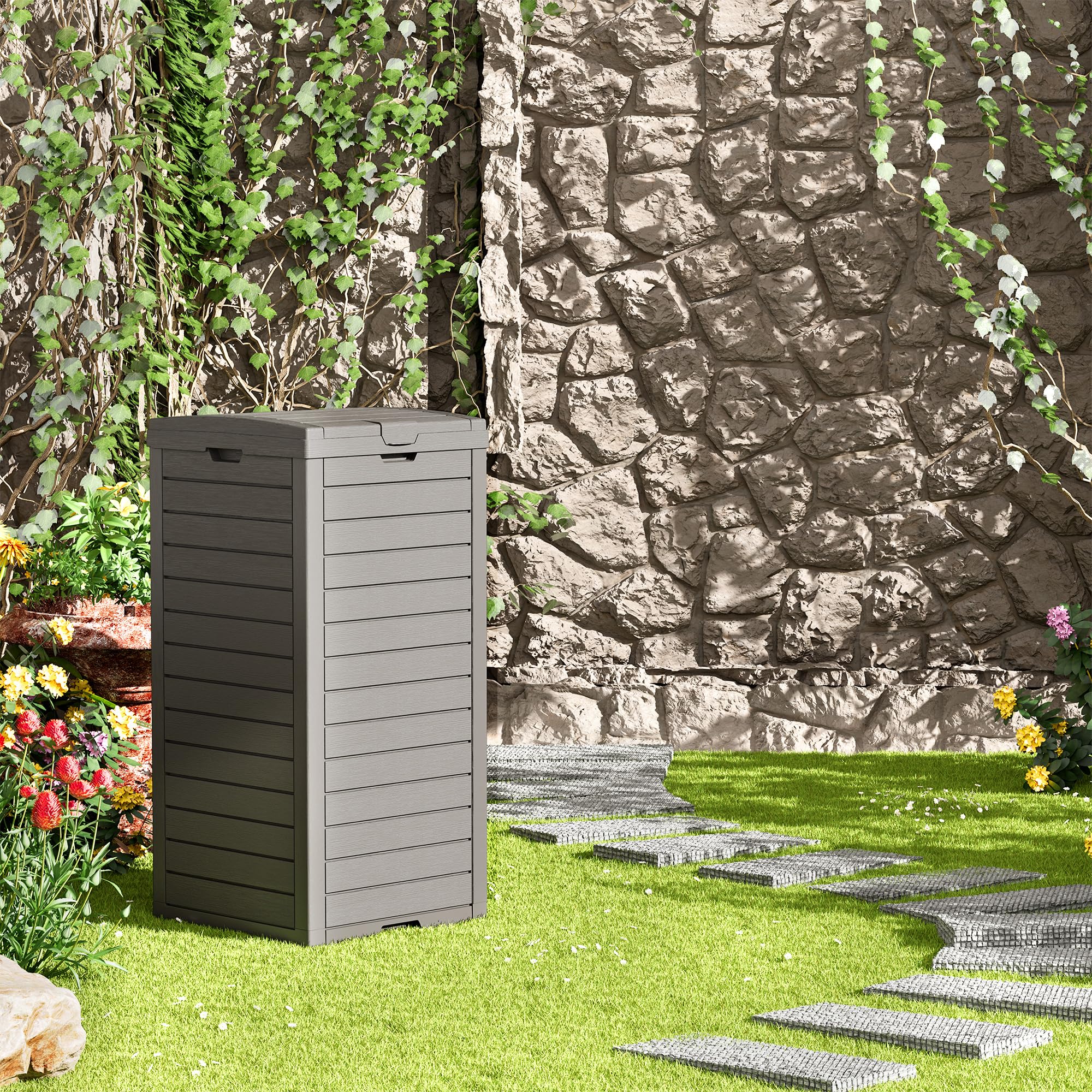 31 Gal Outdoor Trash Can with Lid
