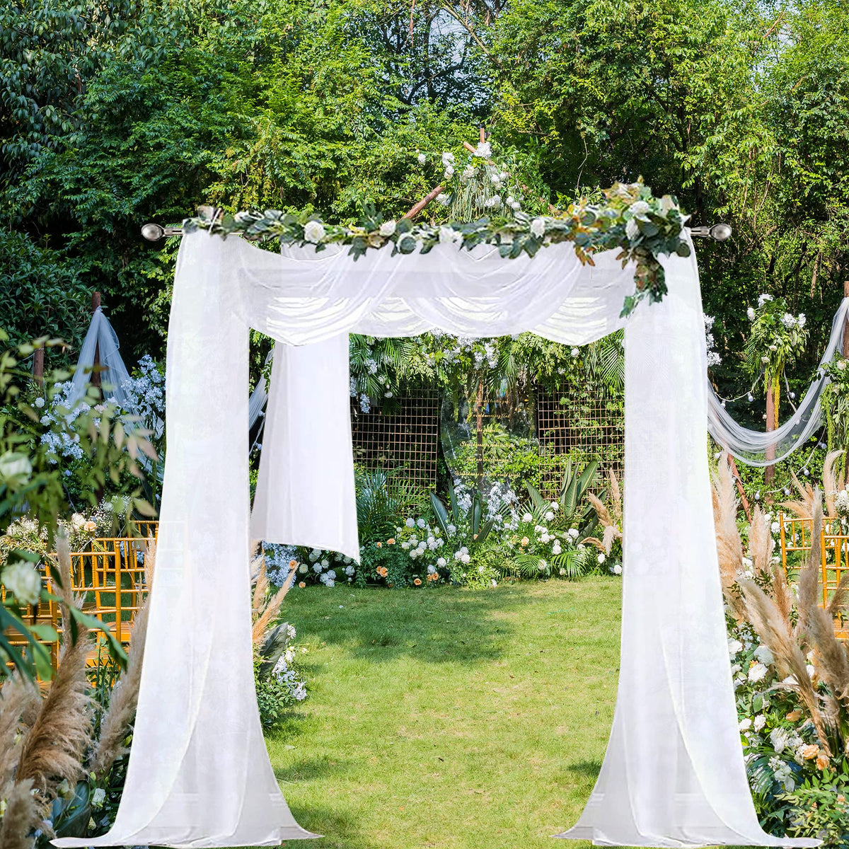 Extra Long White Sheer Curtains 144 inch 2 Panels Set (2 Count)