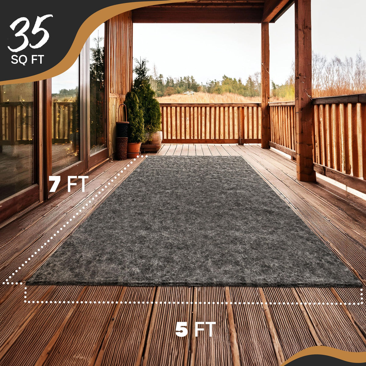 5 Ft x 7 Ft Felt TPO Non Skid Rug Pad (35 Sq Ft)