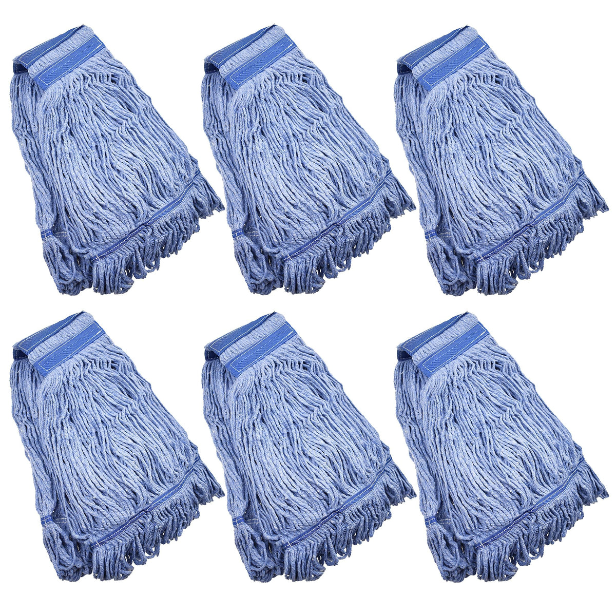 Mop Head Replacement Commercial Heavy Duty String Blue Wet Mop Heads for 3 Typs Commercial Mop Handle (6 Count)
