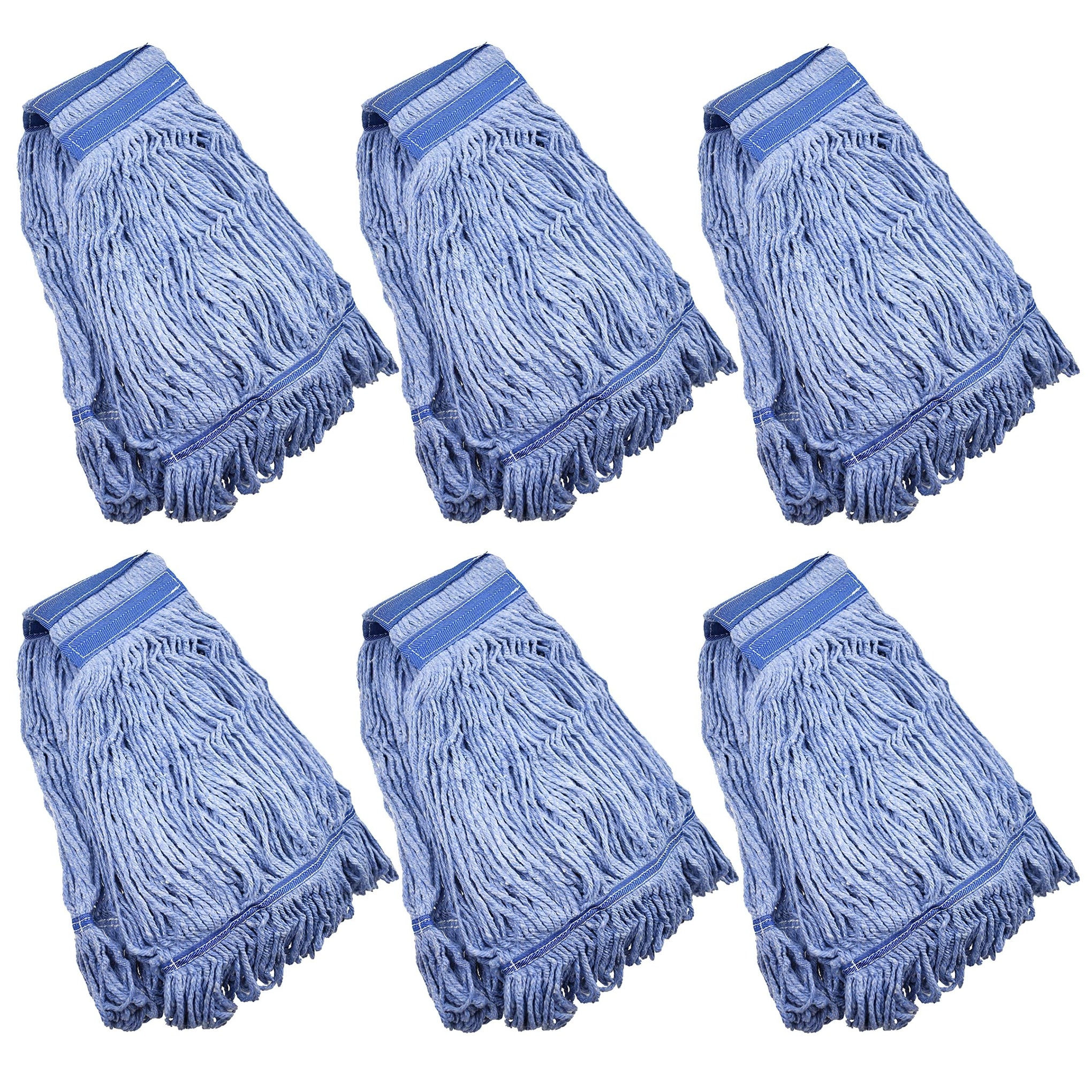 Mop Head Replacement Commercial Heavy Duty String Blue Wet Mop Heads for 3 Typs Commercial Mop Handle (6 Count)