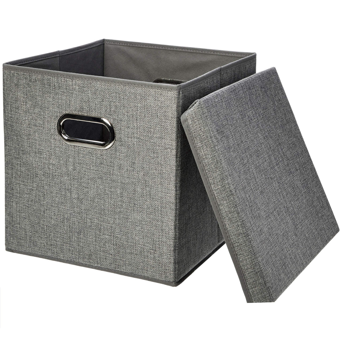 Foldable Burlap Cloth Cube Storage Bins with Lid (2 Count)