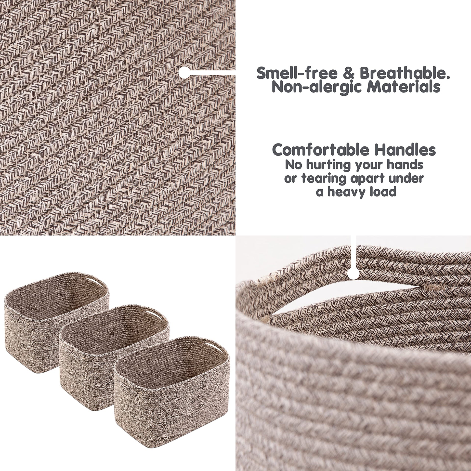 Cotton Rope Baskets for Organizing (3 Count)